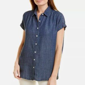 J. McLaughlin Top Womens Size Small Cotton Chambray Button Up Boho Western Ranch